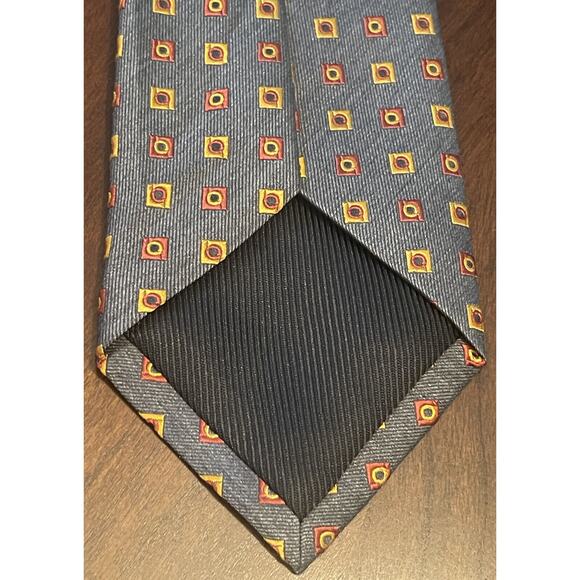 Geoffrey Benne Gray Orange Gold Hand Made 100% Silk Men’s Neck Tie Made In China - Picture 2 of 9